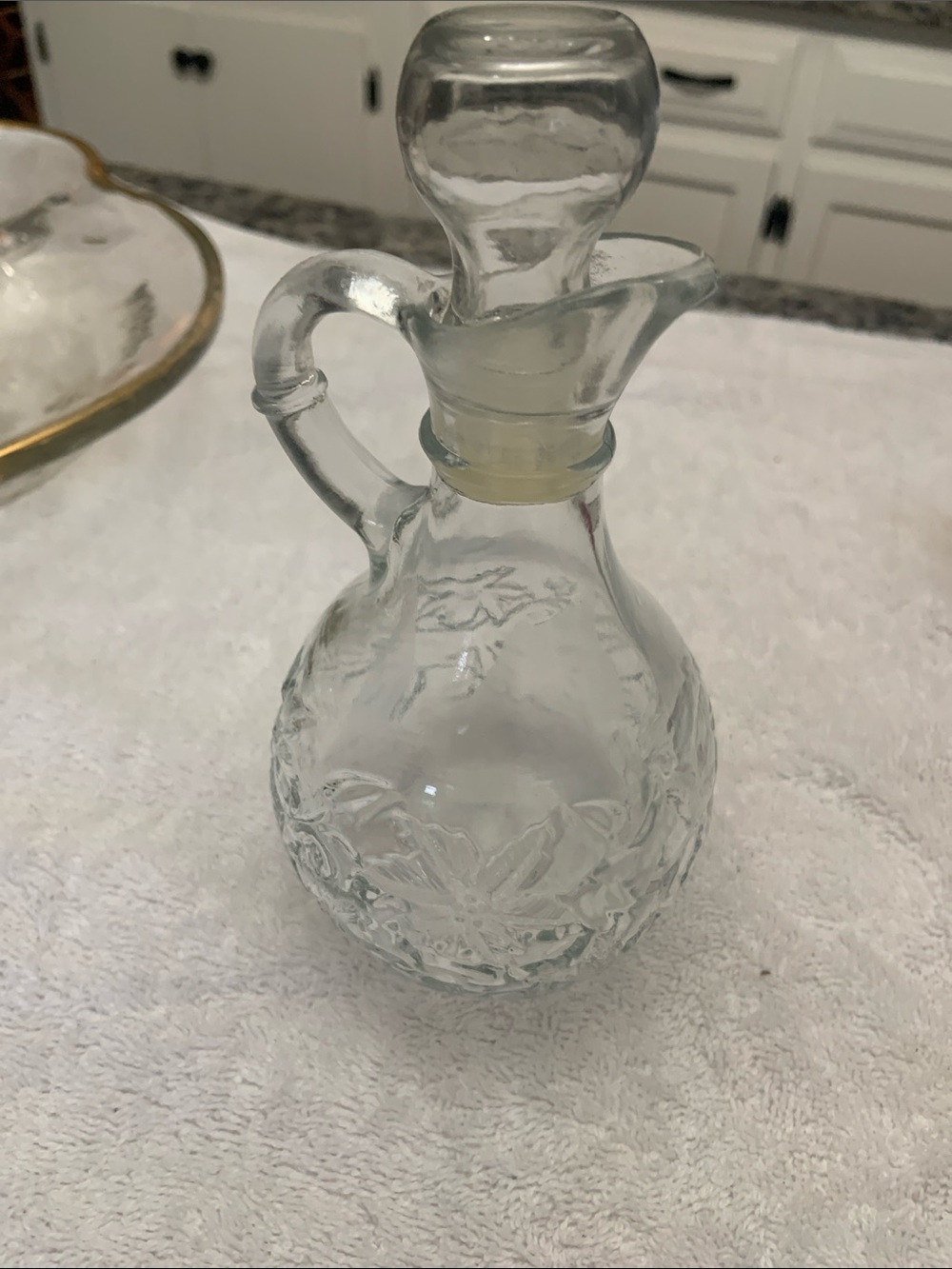 Princess House Clear Glass Cruet with Floral Embossing